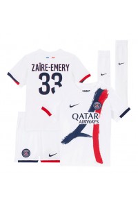 Paris Saint-Germain Warren Zaire-Emery #33 Jalkapallovaatteet Lasten Vieraspeliasu 2025-26 Lyhythihainen (+ Lyhyet housut)